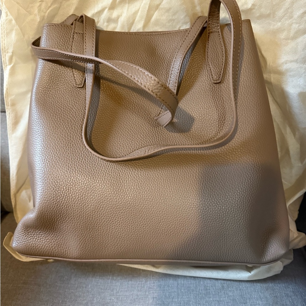 Kattee Leather Tote Bags for Women with Wristlet Mini Pouch Khaki NWT - Picture 8 of 12